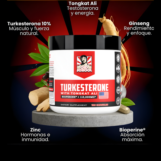 Suplemento Turkesterone™ 120 Capsulas: Potencia Natural con Tongkat Ali y Bioperine®